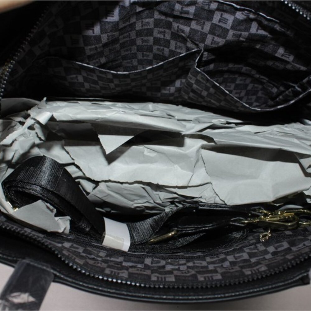 London Fog Black Sophia Studded Tote Shoulder Bag - Picture 7 of 8